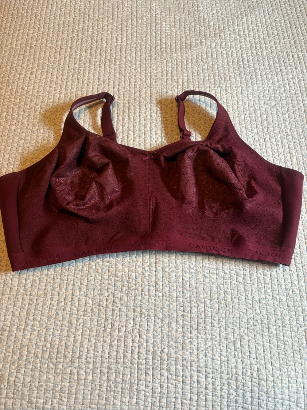Cacique by Lane Bryant Wirefree Lace Burgundy Plus Bra